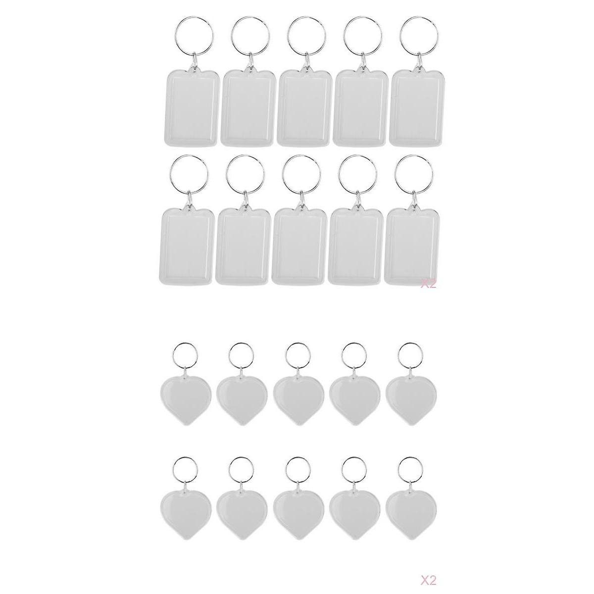 40x Clear Blank Insert Photo Picture Acrylic Frame Keyring Split