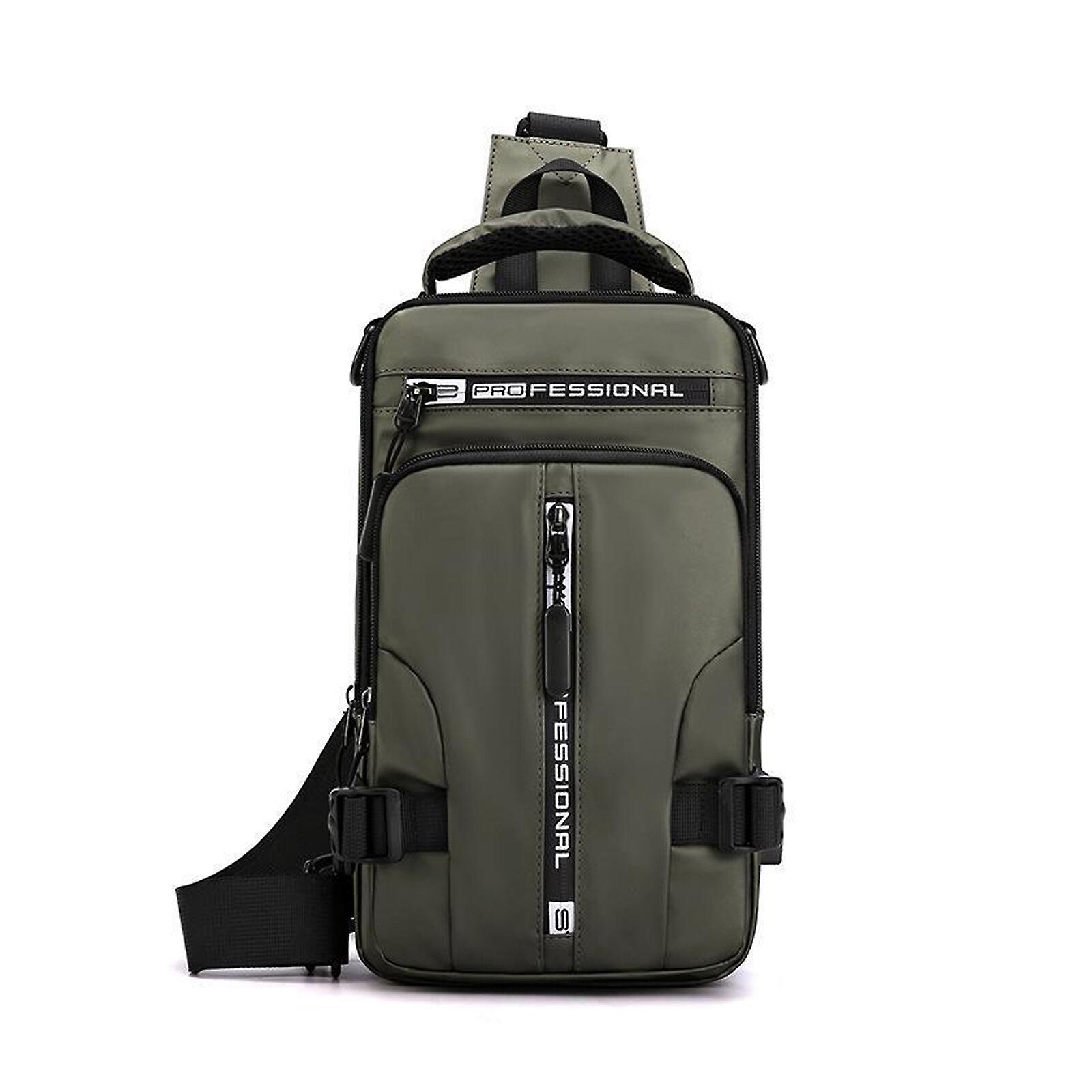 Men's Multi-functional Crossbody Bag With Usb Charging Port, Waterproof