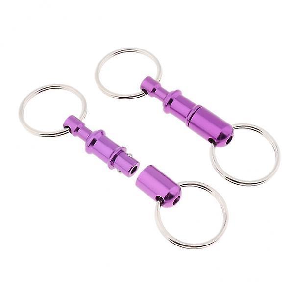 2x2 Pieces Breakaway Key Ring Separate Car Keys Quick Release Keychain Purple