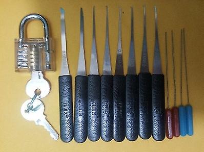 Locksmith Tension Wrench Tool , Broken Key Extractor Tools With Transparent Practice Pick Lock Combination