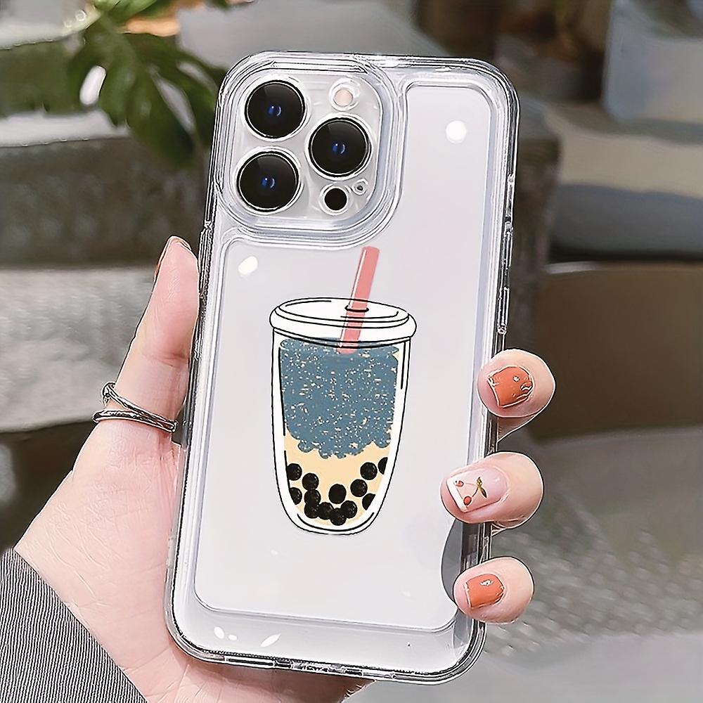 Pearl Milk Tea Transparent Black Lens All-inclusive Phone Case For Iphone14promax/14plus/14pro/14 Iphone13promax/13mini/13pro/13 Iphone12promax/12mini