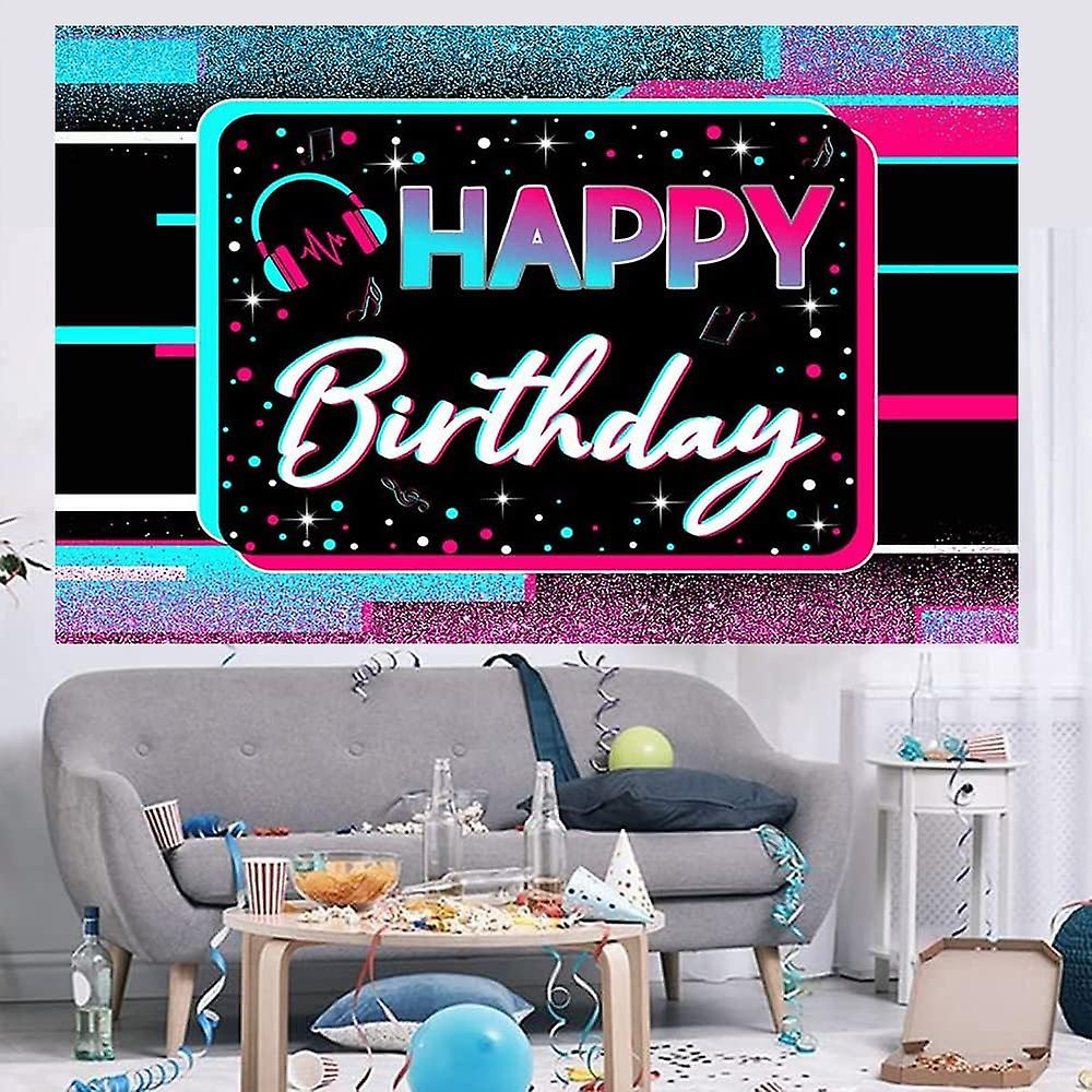 Musikalsk tema Gratulerer med dagen Bakteppe Musikk Dansefest Banner  Musikalsk Sosiale medier Bursdag Bakgrunn Party dekorasjoner Forsyninger |  Fruugo NO, image size:1000x1000