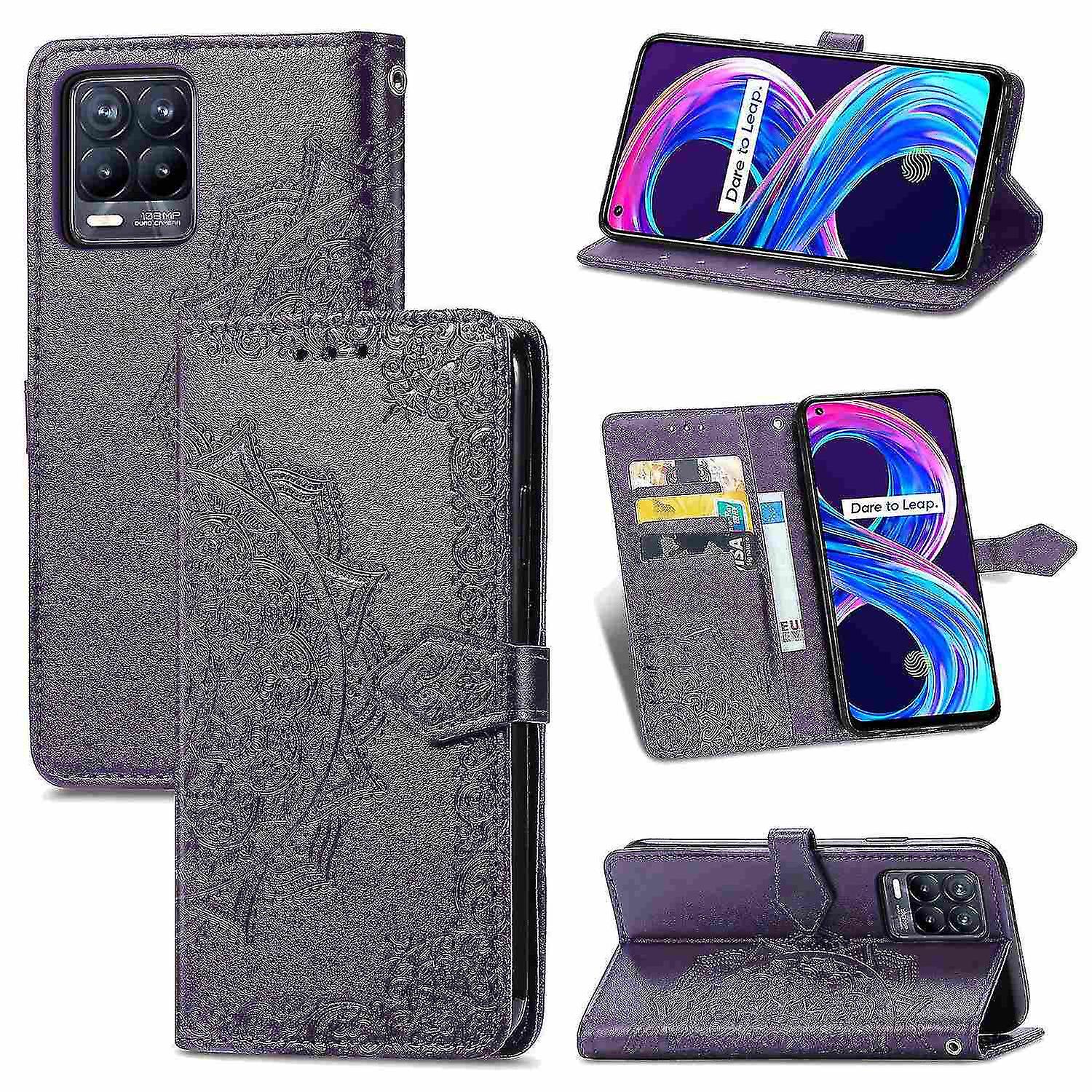 Compatible With Compatible With Realme 8 4g Case Leather Wallet Cover Emboss Mandala Magnetic Flip P