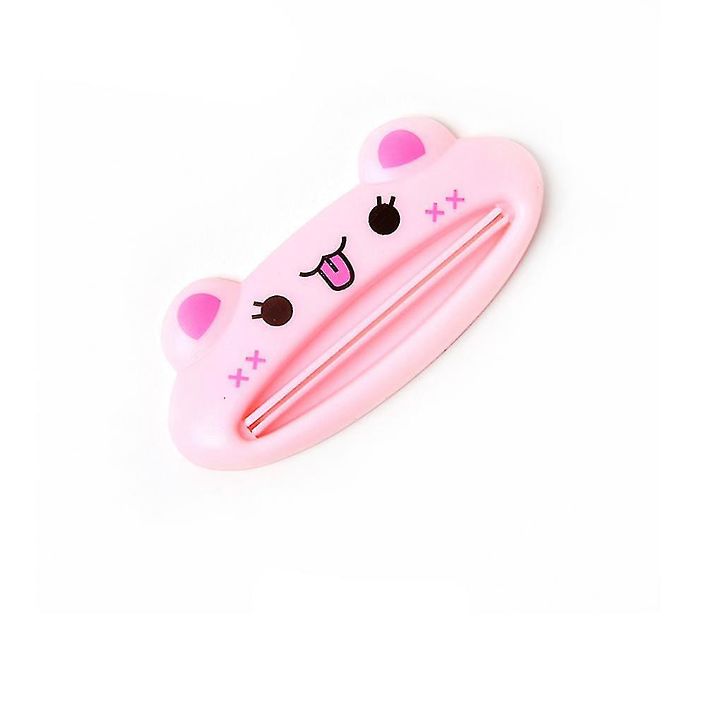 Cartoon Animal Shaped Plastic Toothpaste Dispenser Toothpaste Squeezer Rolling Holder(Pink Cat)