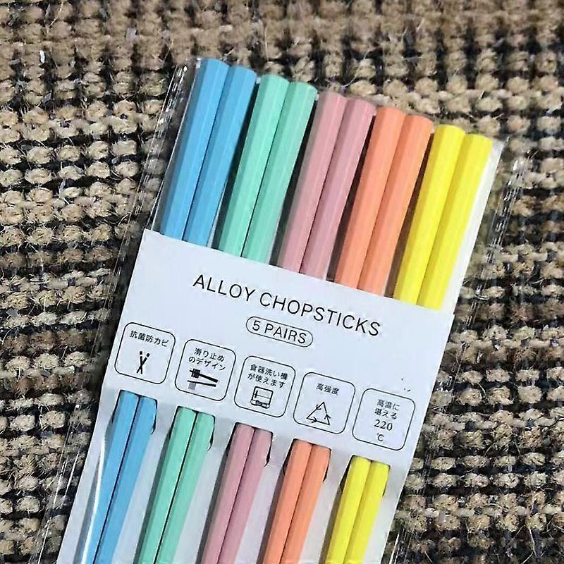 5 Pairs Octagonal Sushi Chopsticks Japanese Style Pointed Chopstick Set Fashion Color PET Plastic Chopsticks B 