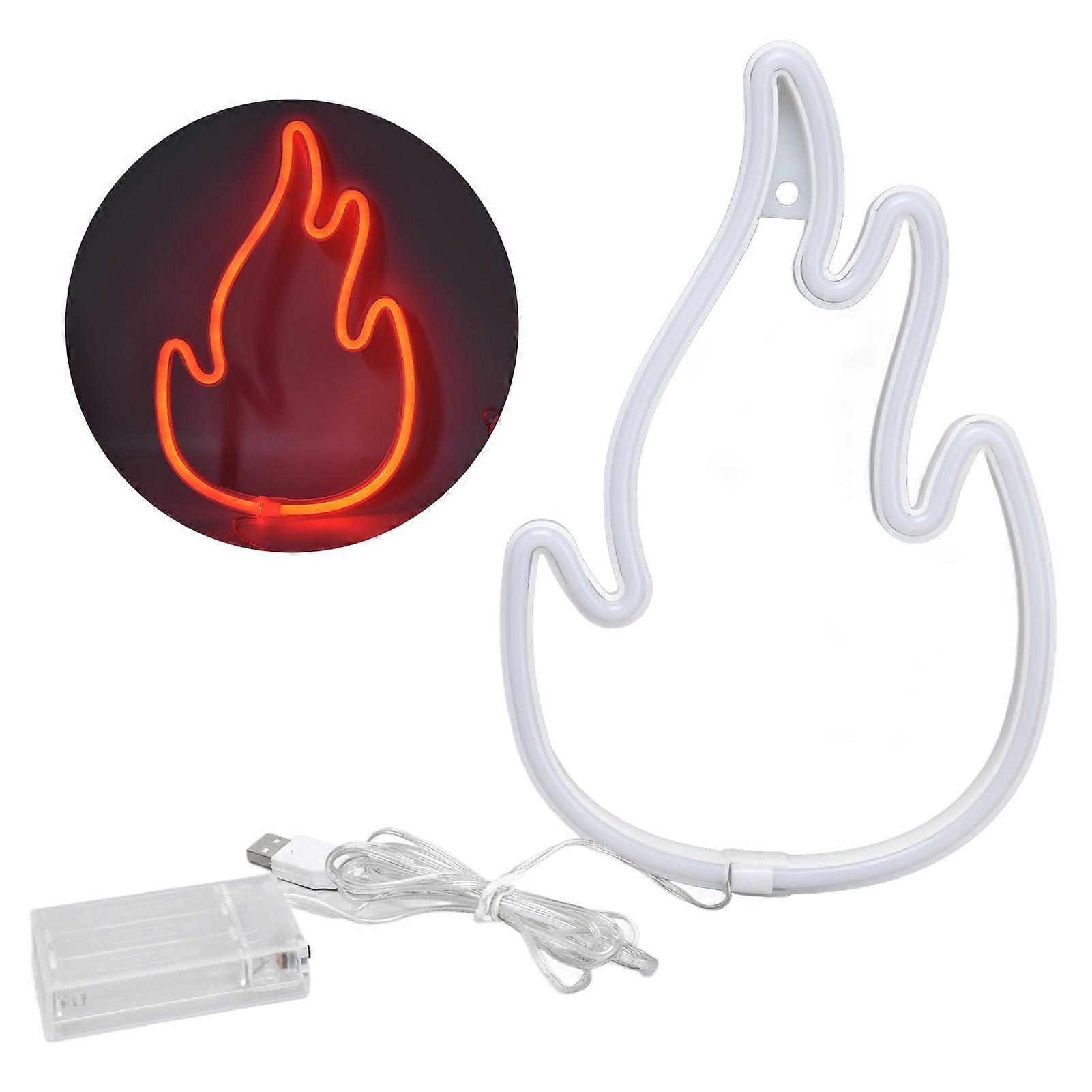 Flame Neon Sign Dual Power Supply Flame LED Light Sign for Wall Decor Bedroom Gaming Room SetupRed