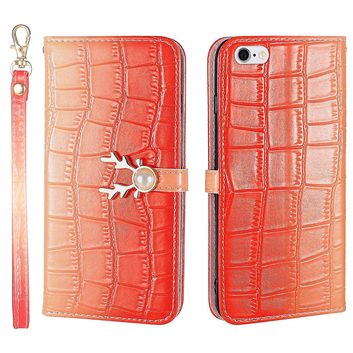 Elk Pattern Phone Case For Iphone 6 6s With Card Holder, Lanyard, Pu Leather Material, Wallet Function, Corner Fall Protection