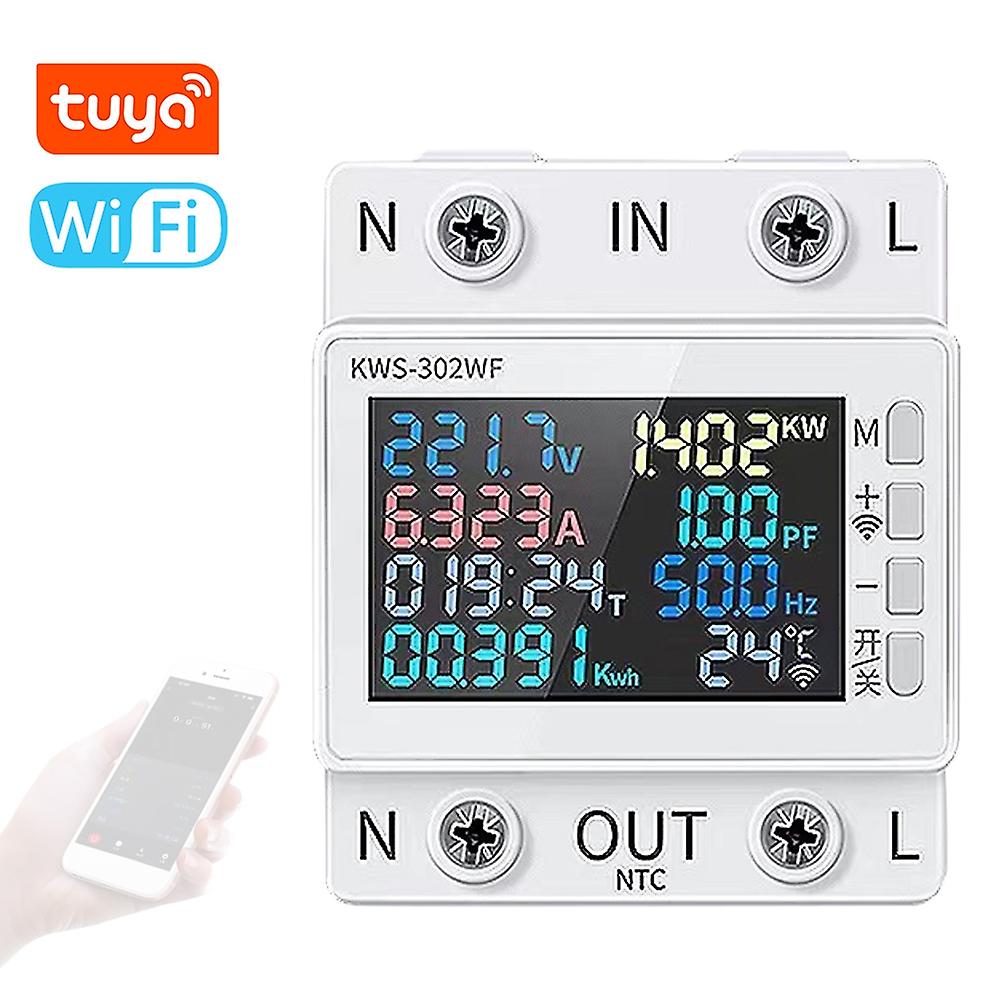 Tuya WiFi 8in1 Power Meter Ecran color 2P Multifuncțional AC Energy Meter Telefon mobil de la distanță APP C