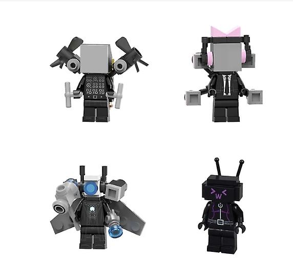 4PC مجموعة البسيطة Skibidi كتل المرحاض لعبة أنيمي لعبة عمل شخصيات بناء الطوب اللعب هدية