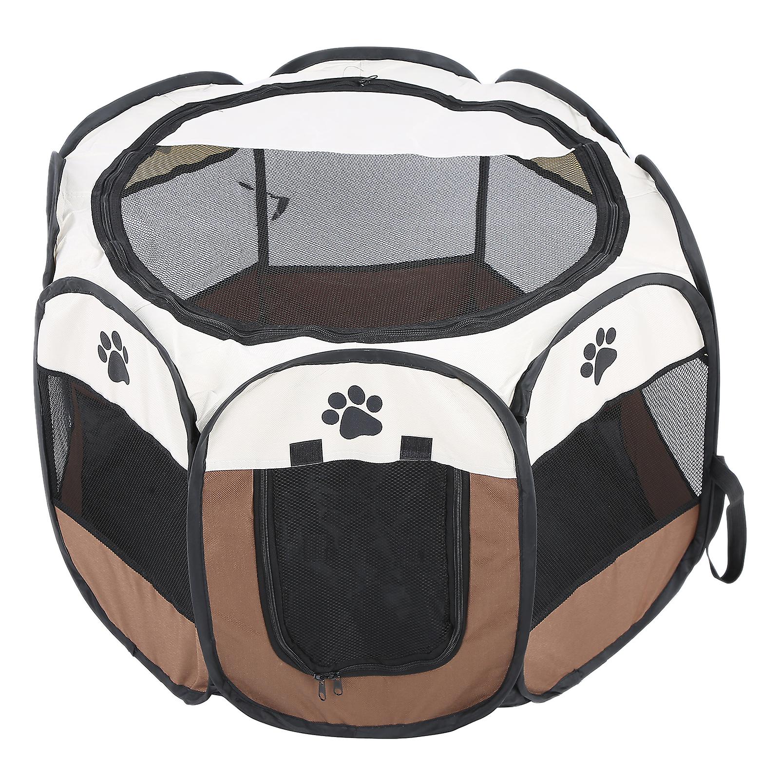 Cage pliable portable pour animaux de compagnie, chat, chien, tente d'exercice et de jeu, housse en maille, utilisation intérieure/extérieure, café