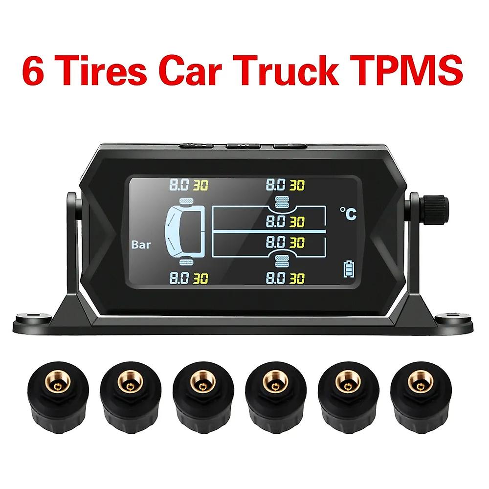 Leepee con 6 sensori esterni Wireless Solare Auto RV Camion Tpms 180 Staffa Regolabile Sistema di monitoraggio della pressione dei pneumatici