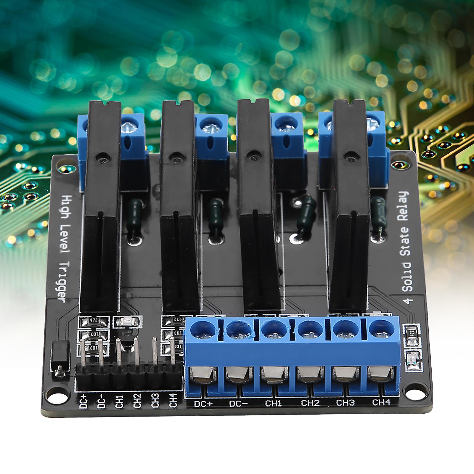 4 Channels Solid State Relay Module DC?AC 5V High Level Trigger with Fuse 2A