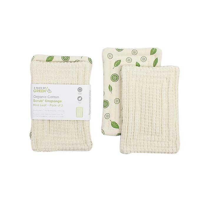 Organic Cotton 'scrub' Unsponge - Mint Leaf - Pack Of 2