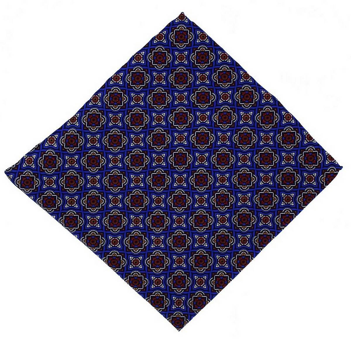 Michelsons of London Bold Medallion Silk Pocket Square - Blue