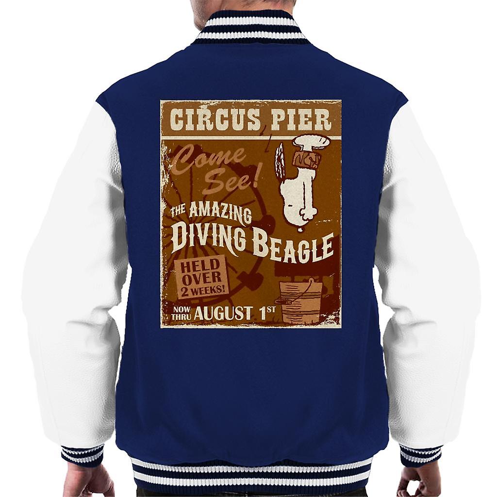 Peanuts Circus Pier Diving Snoopy Men's Varsity Jacket