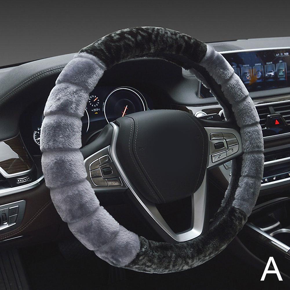 غطاء عجلة قيادة السيارة غطاء دافئ من الصوف الشتوي لملحقات 15 بوصة / 38 سم