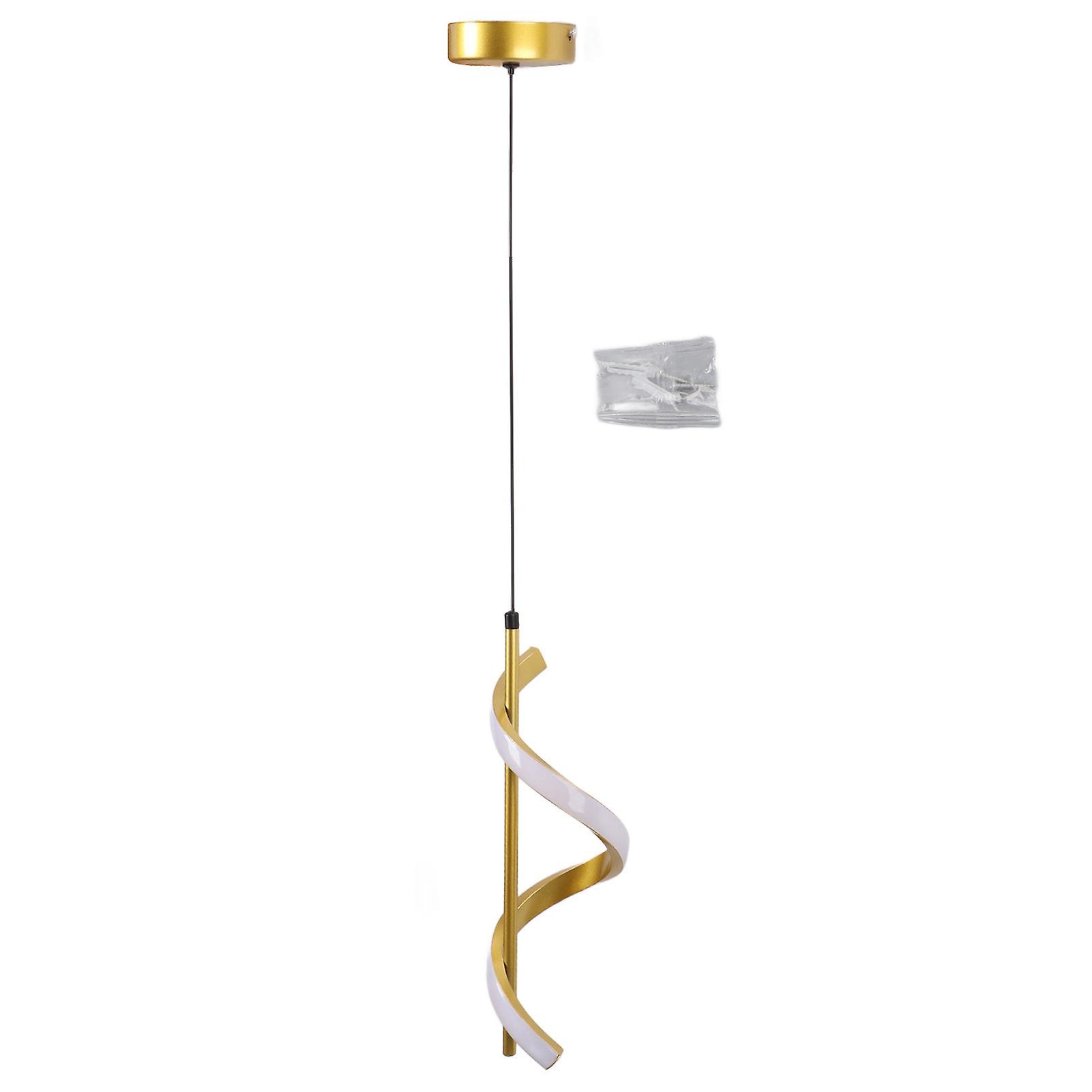Gold Spiral LED Pendant Light with Warm Glow – Eye-Friendly for Living Rooms & Cafés, 85-265V