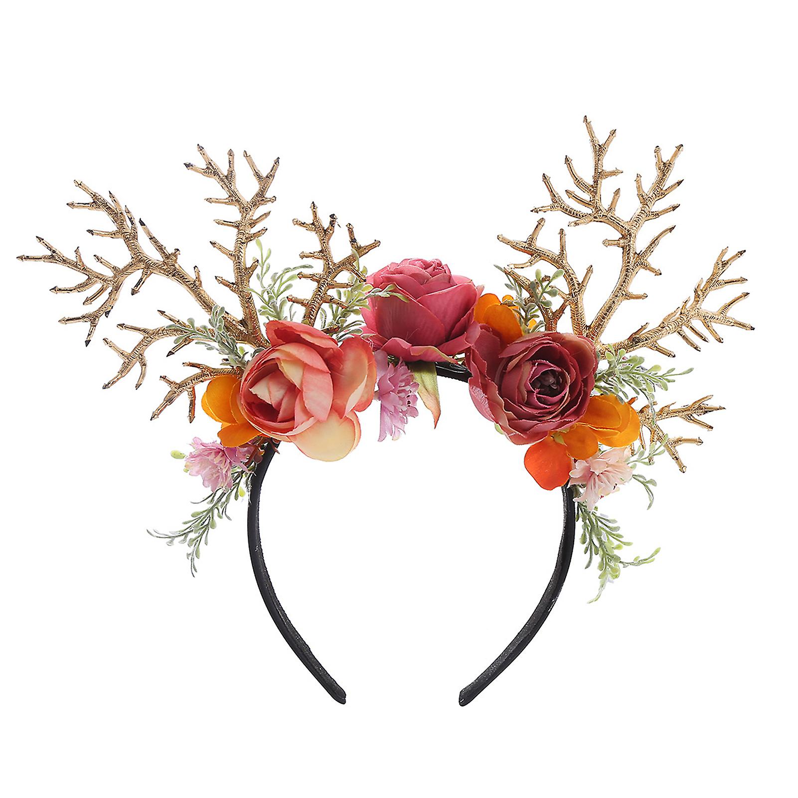 Simulated Flower Headband with Gold Branch Personalized Hair Styling Tools for Theme Activities