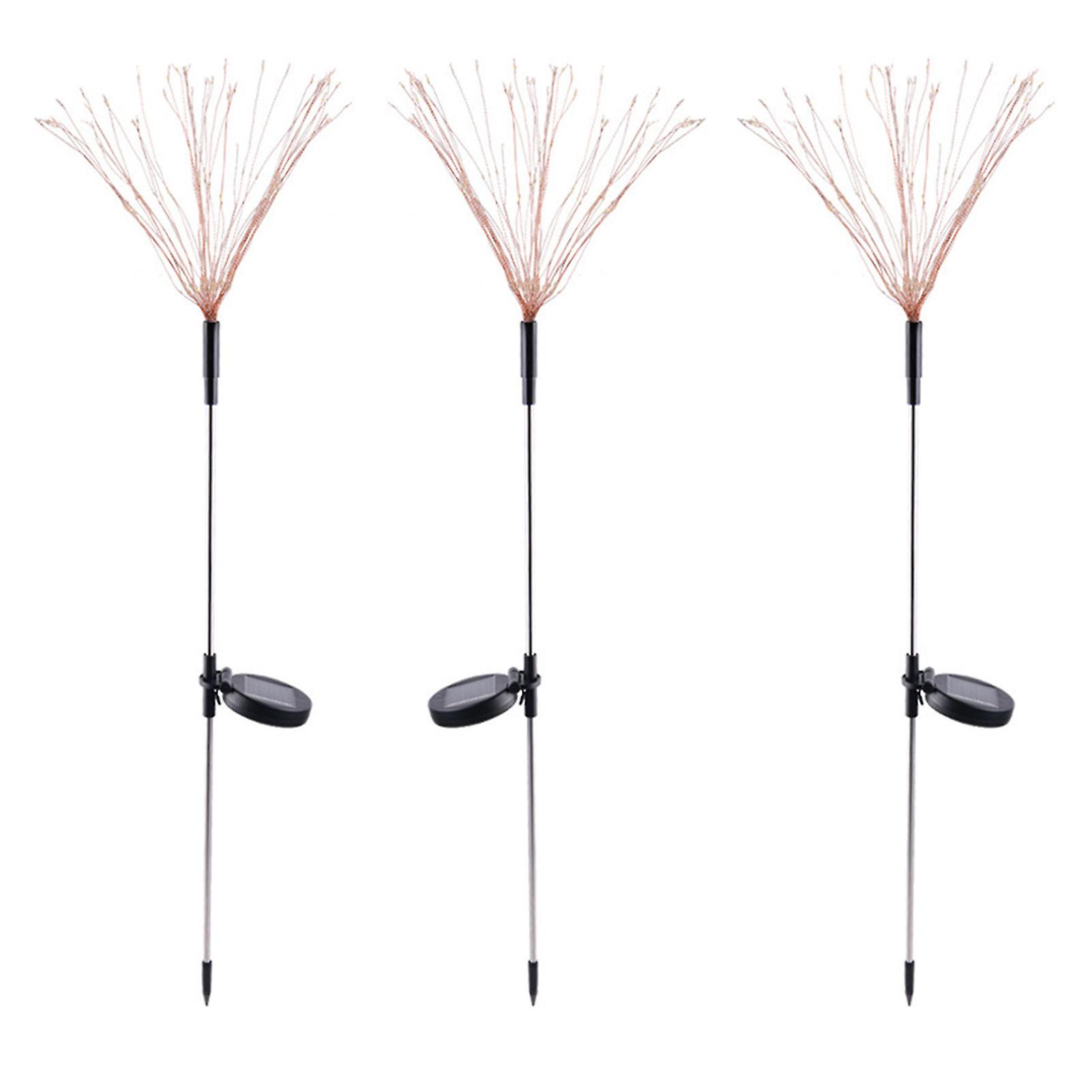 3 Pcs Solar Outdoor Waterproof Fireworks Light Colorful Camping Fireworks Light for Garden Patio 