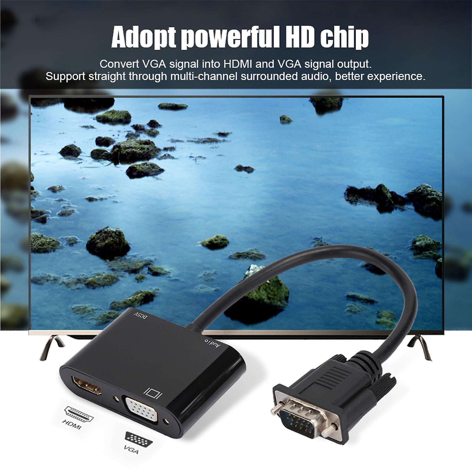 Cable convertidor VGA a HDMI+VGA Plug-and-Play Adaptador para PC
