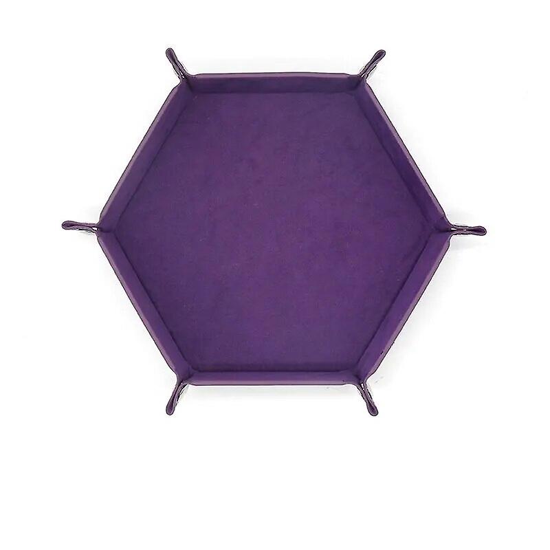 Hexagonal PU Dice Tray, Miscellaneous Storage Box, Color Box, Board Game Dice Tray Accessories, Leather Dice Tower, Dried Fruit