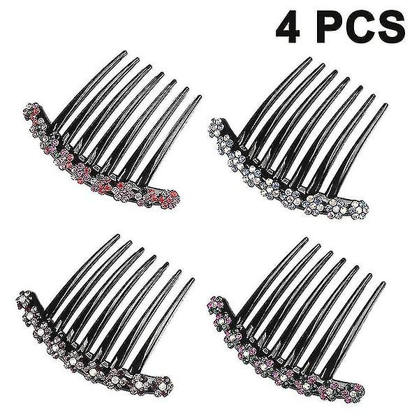 Hair Comb Set with 4 Rhinestone Teeth Comb