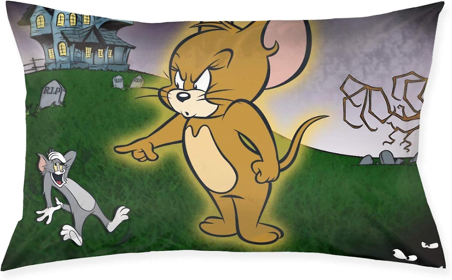 Tom Jerry Tegneserie Anime Cat Mouse Throw Putetrekk Square plysj putevar dekorative utskrift Soft for stue Sofa Pute puter slip 40 x 6