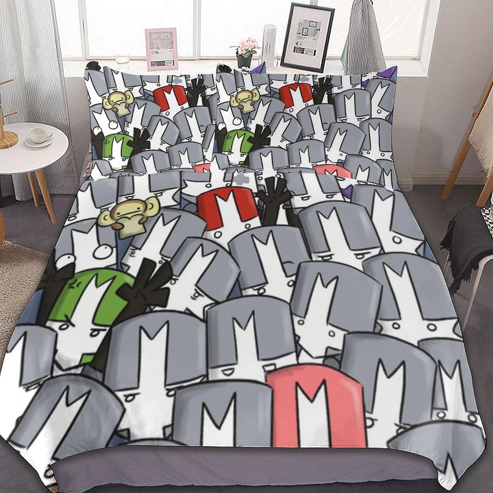 Castle Crashers 3 Pcs Bed Sheets Set Breathable Duvet Cover with 2 Pillow Sham Soft All Seasons Bedding Set