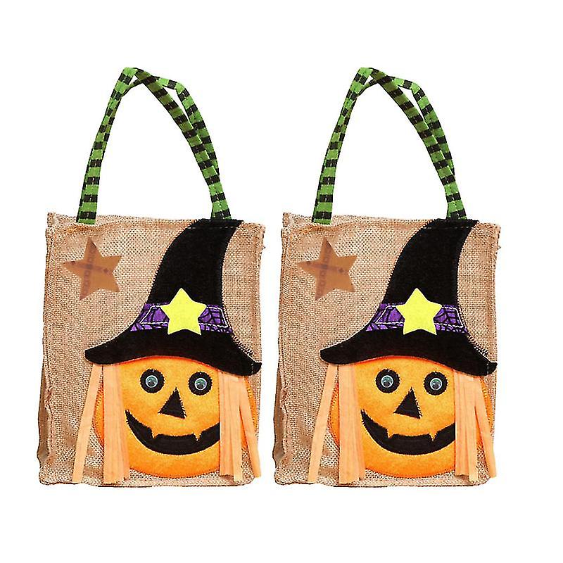2pcs Linen Candy Bag For Halloween Decorations