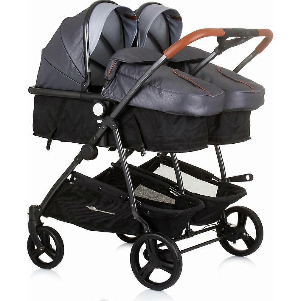 chipolino Poussette combinée pour jumeaux bébés d’âges différents - Duo Smart Gris Argent