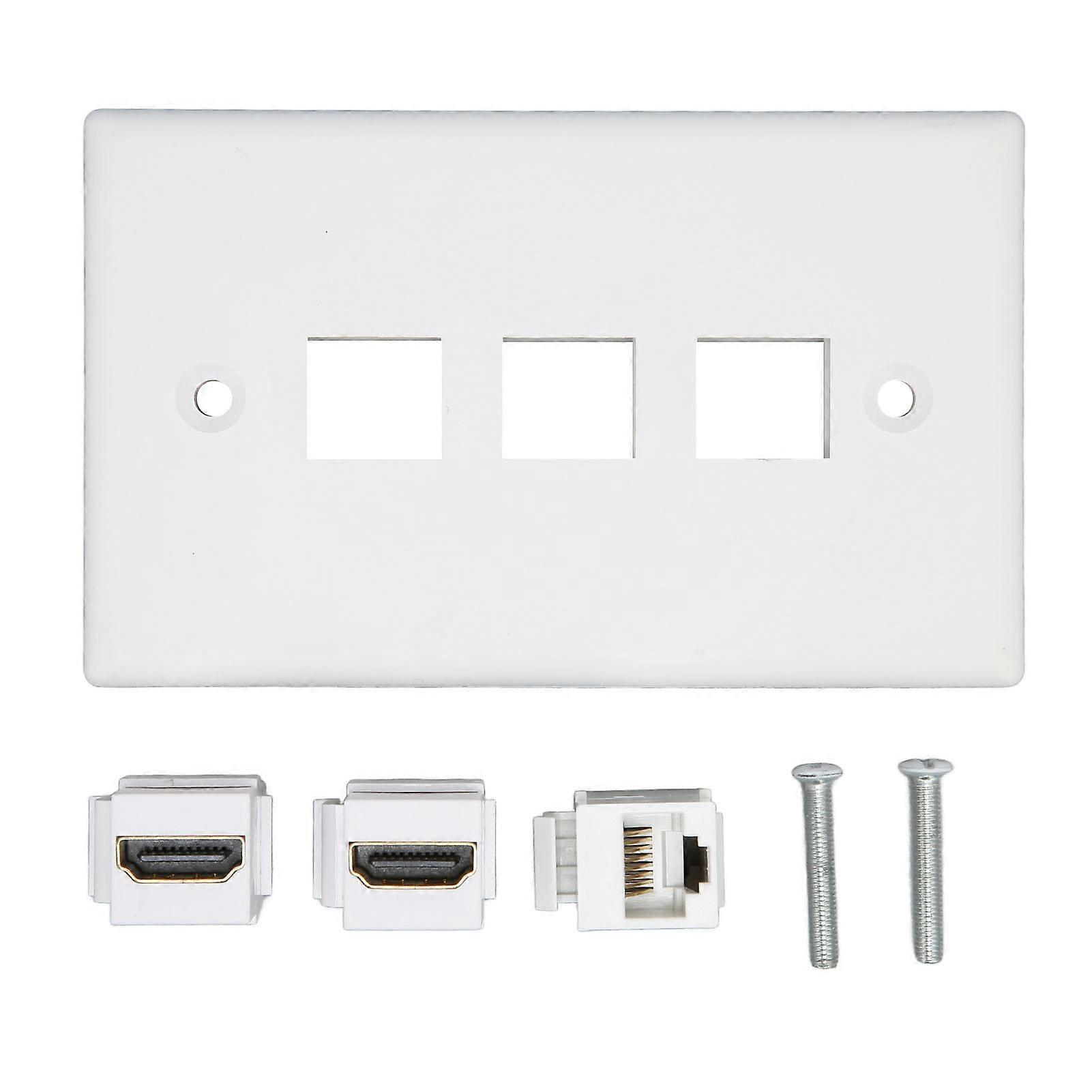 2 Port 4k Hd Multimedia Interface Ethernet Wall Plate Soldering Free 1 Port Cat6 Keystone Wall Plate For Hdtv Projector