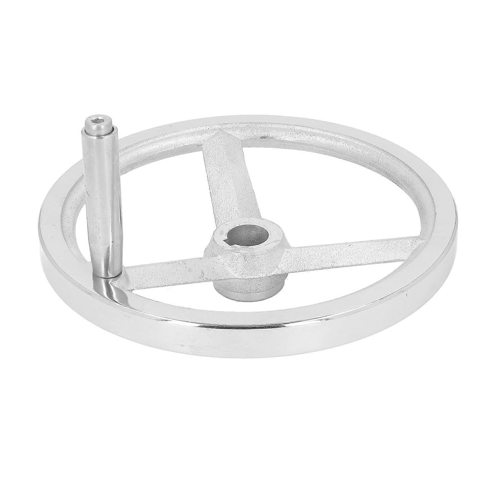 Rotary Handwheel 250mm Dia Cast Iron Chrome Plated 3 Spoked with Revolving Handle for Lathe Milling Machine Grinder