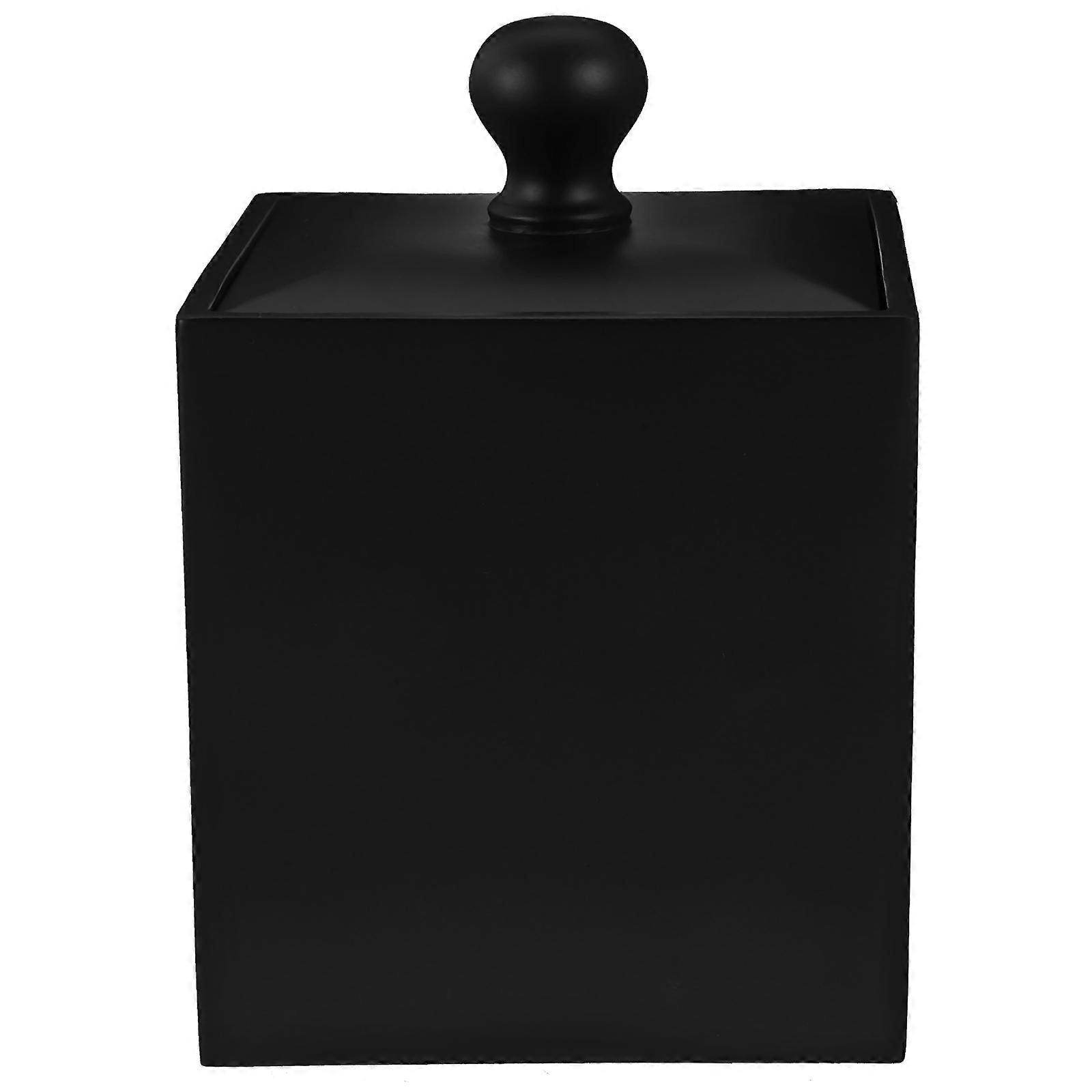 Cotton Swabs Storage Box with Lid Toothpick Container Organizer Cosmetic Cotton Case for Home Daily Use (Black)