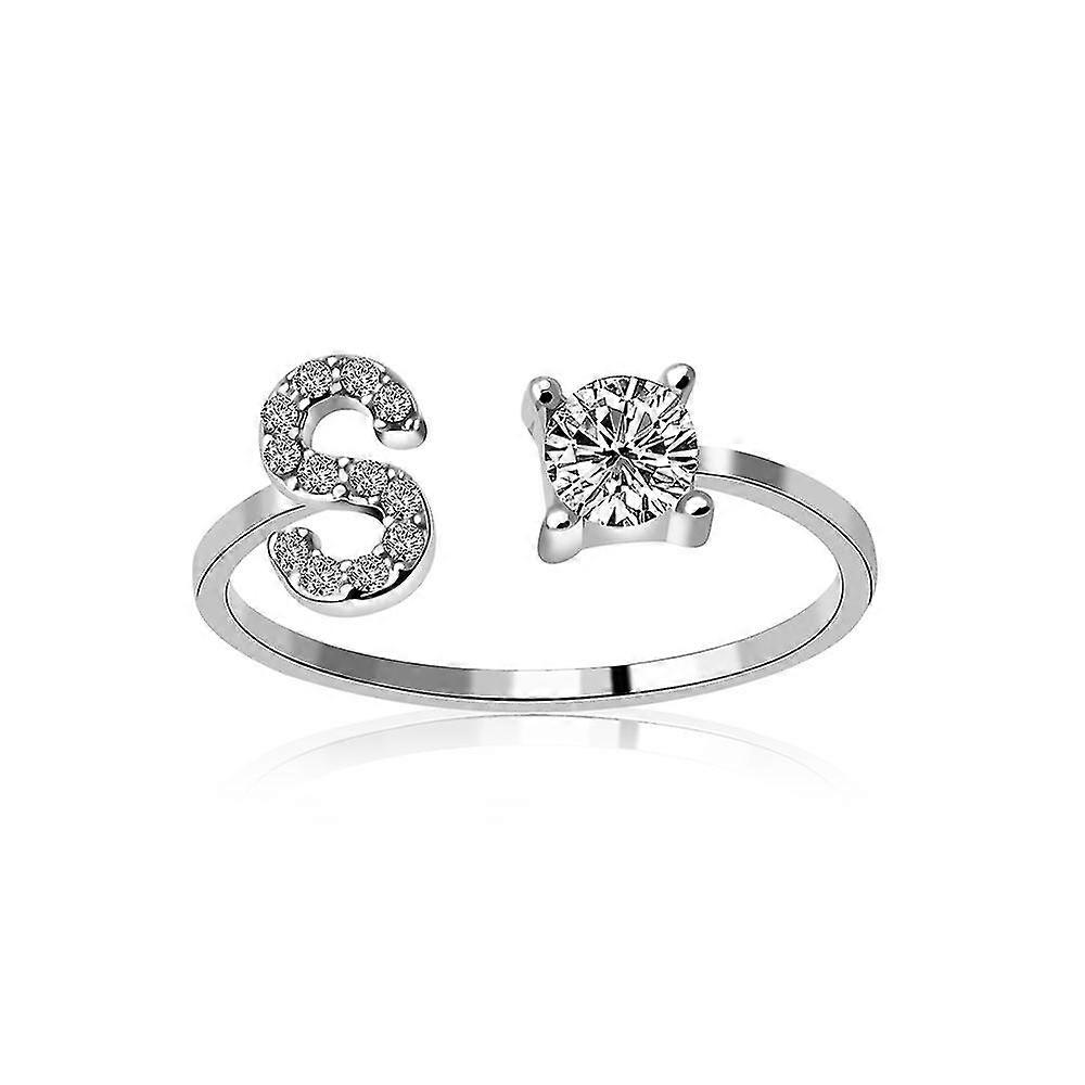 A-z Letter Metal Adjustable Opening Ring Initials Name Alphabet