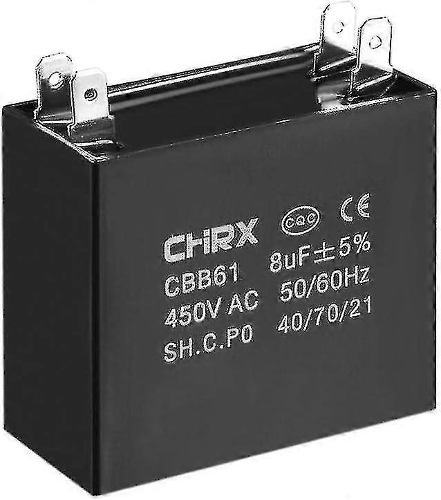Ac Ceiling Fan Capacitors - Bimetallic Insert Polypropylene Film - 47x23x41mm - Cbb61 8uf 450v