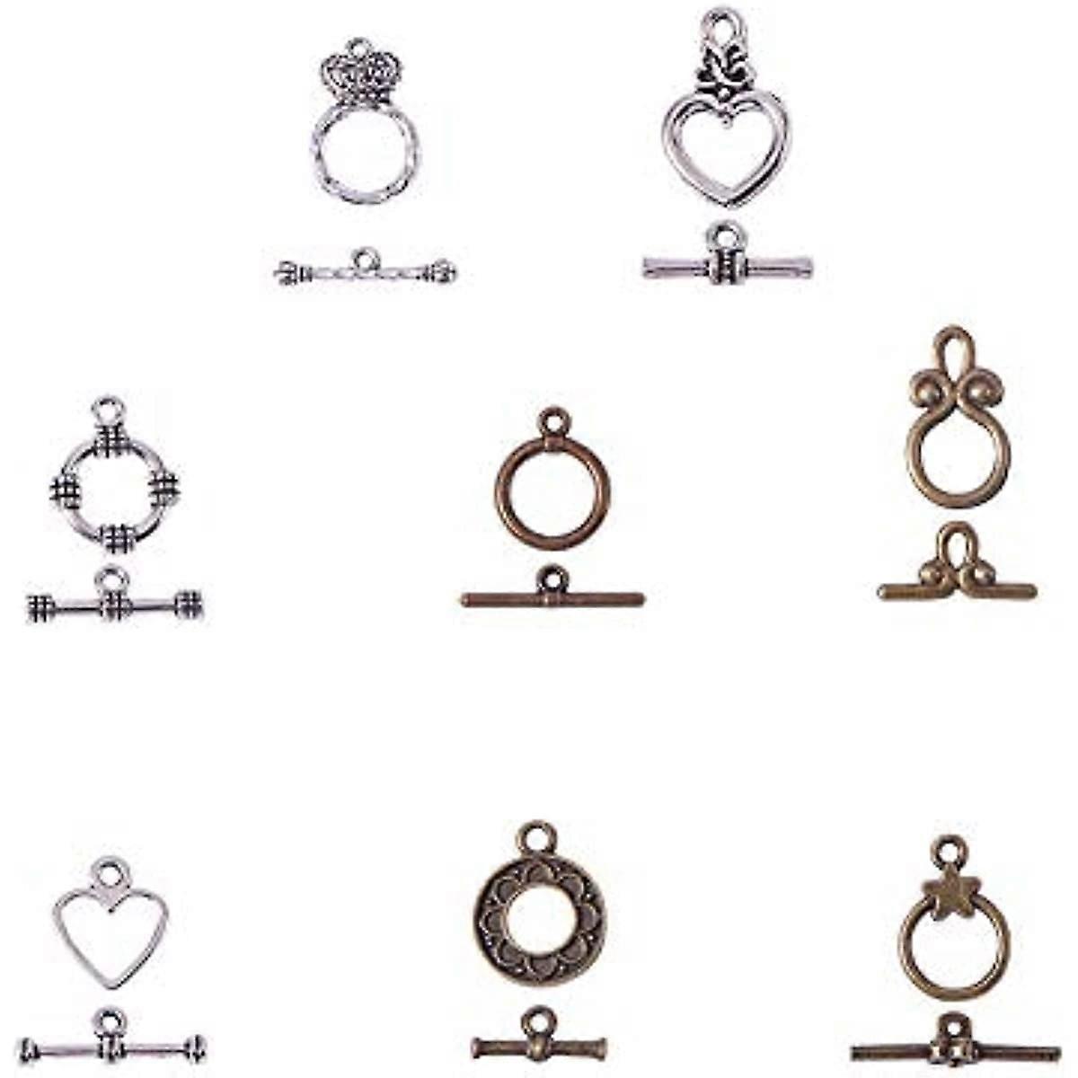 1 Box 80 Sets 8 Style Tibetan Style Alloy Toggle TBar Clasps Findings Jewelry Making