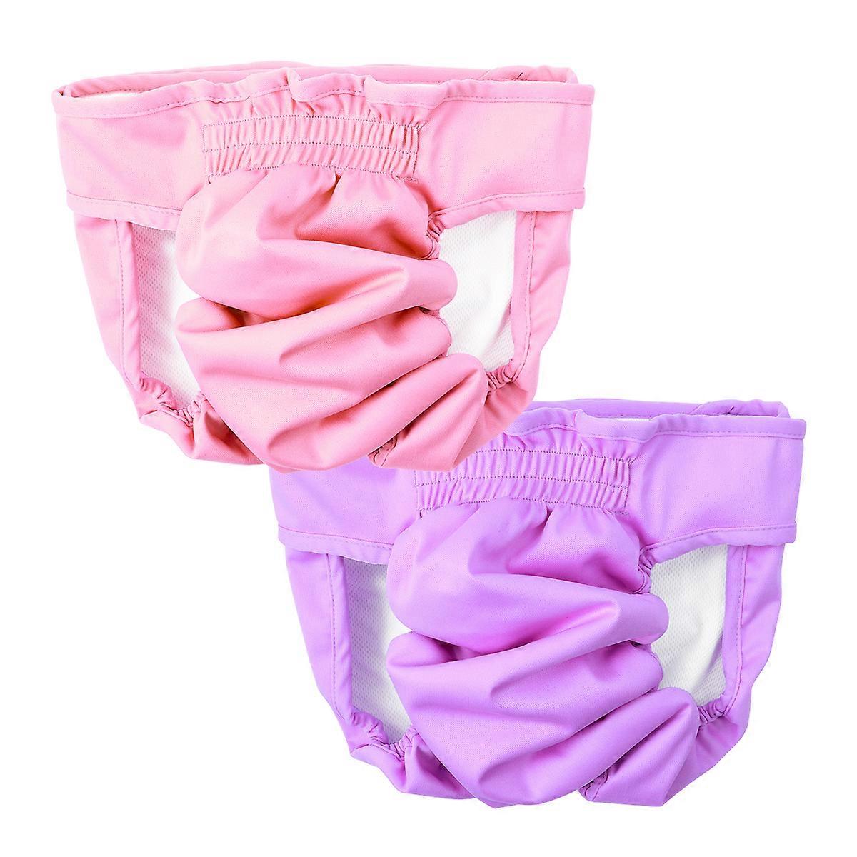 POPETPOP 2pcs Dog Diaper Puppy Diapers Pants Dog Wraps Doggy Panty Pet Underwear Physiological Sanitary Shorts (Pink, Violet) - Size M