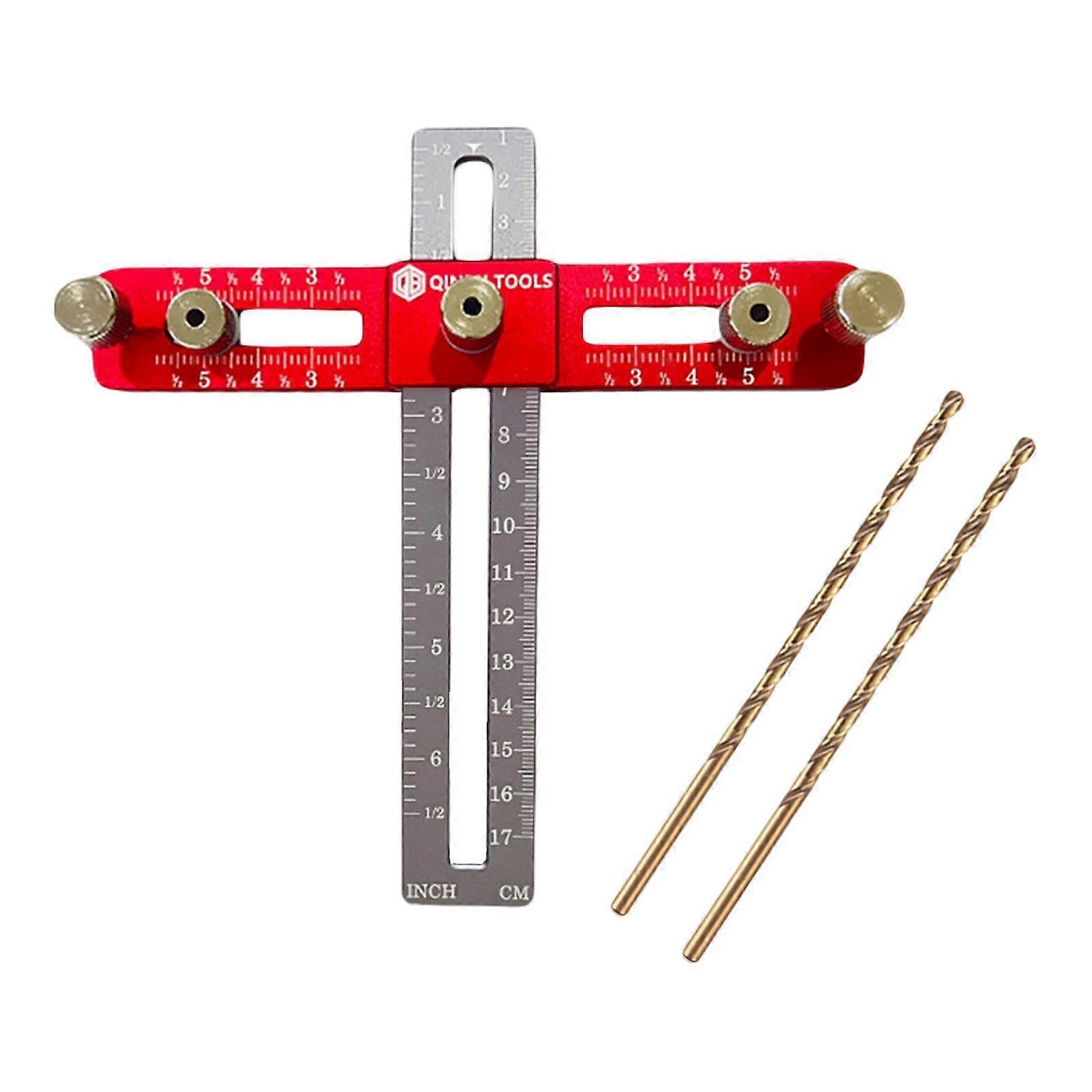 Cabinet Hardware Jig Metal Drill Template Guide for Drawers Handles Cabinets Red