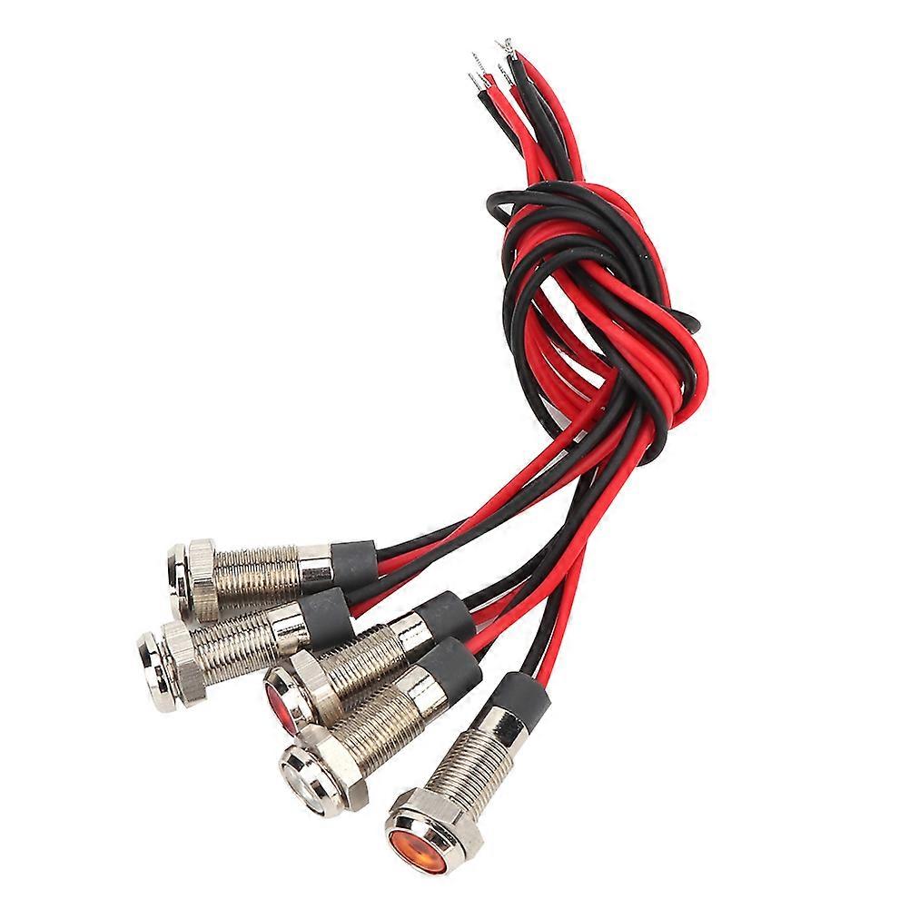 5 قطع مصباح LED Ip66 6 مم LED ضوء تحذير معدني مقاوم للماء مع سلك 1NO (DC3 ~ 6V)