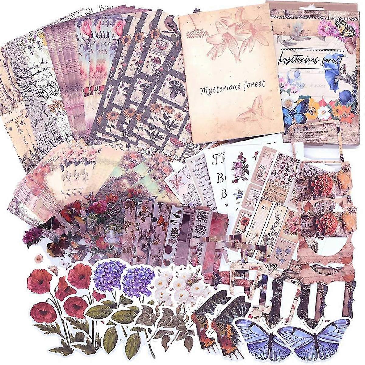Scrapbook Supplies, (361Pcs) Vintage Aesthetic Scrapbook Kit with Paper, Stickers, Picture Frames, A6 Notebook Blank