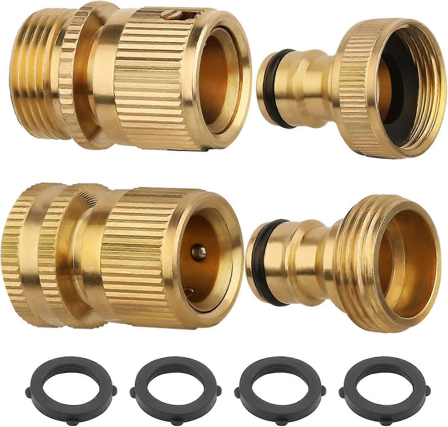 2Pcs 3/4 Inch Quick Connect Brass Garden Hose Connectors