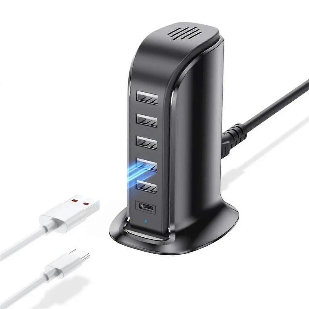 40W 6-port Usb Pd Charger, Fast Charging Station For Iphone, Huawei, Samsung, Xiaomi