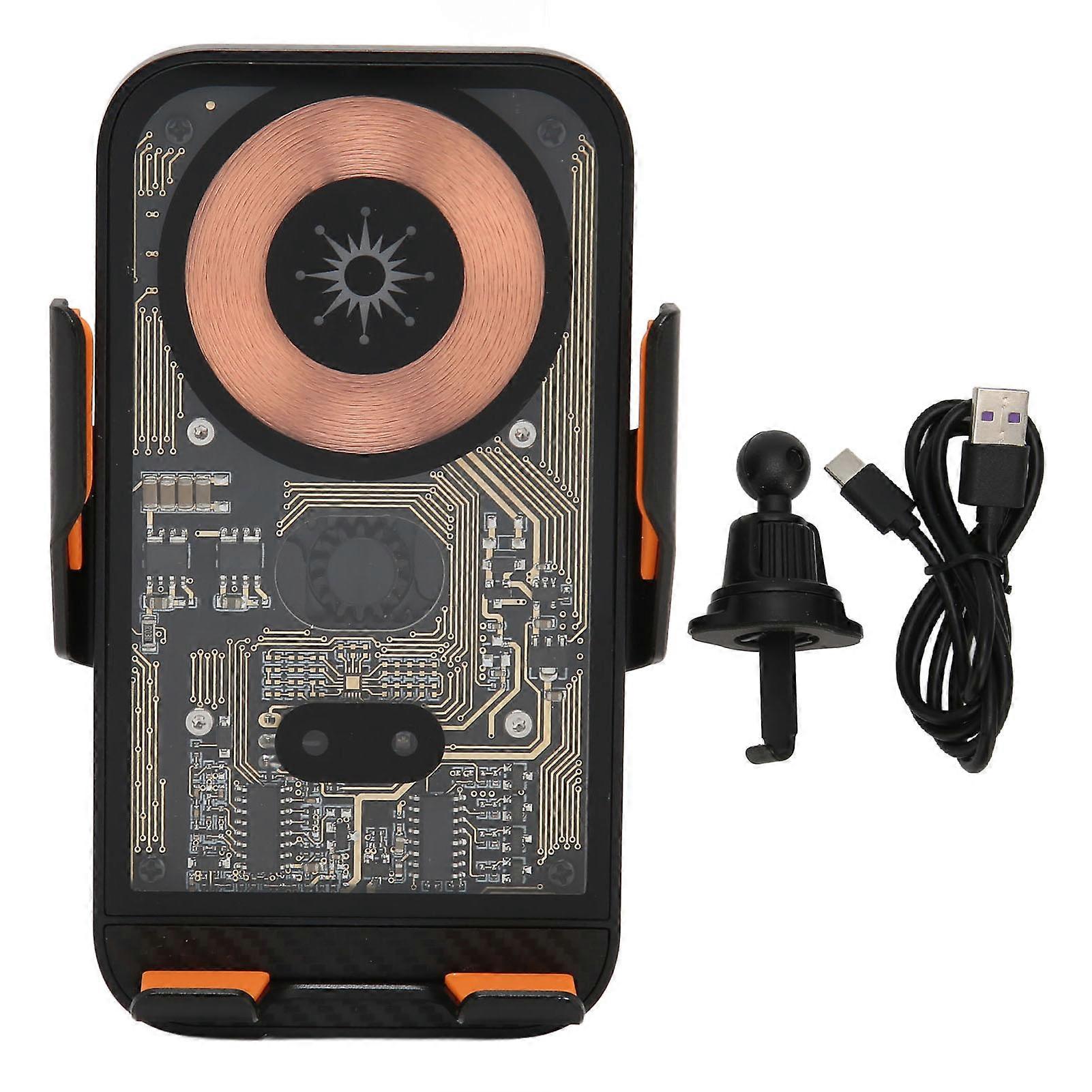 Wireless Car Charger Transparent Shell 360 Rotatable Bracket Touch Button Intelligent Sensor Phone Holder Mount C10