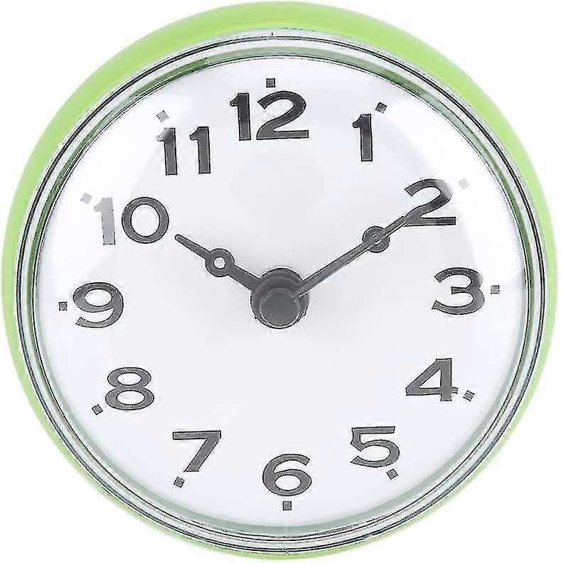 Suction Cup Waterproof Round Mini Wall Clock Decoration For Bathroom Kitchen(green)