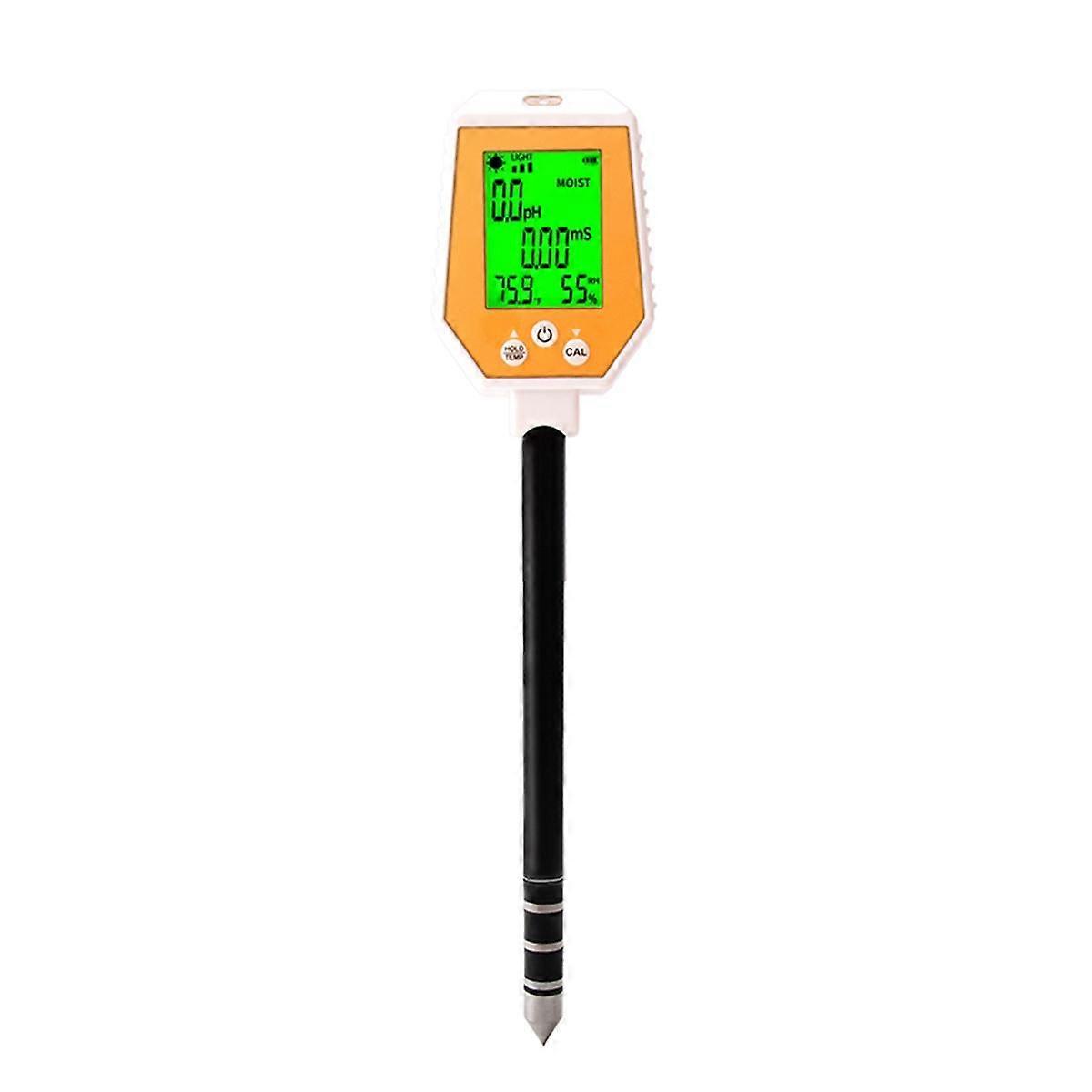 6-In-1 Soil Tester PH/EC/Moisture/Sunlight/Air Humidity/Temp High Accuracy Conductivity PH Meter for Gardening Farming