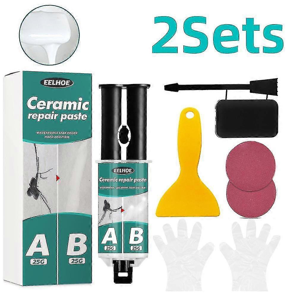2 zestaw Ab Środek do naprawy płytek Pasta Podłoga Toaleta Umywalka łazienkowa Naprawa płytek do włókna szklanego Porcelana ceramiczna Fix Crack Repair Glue