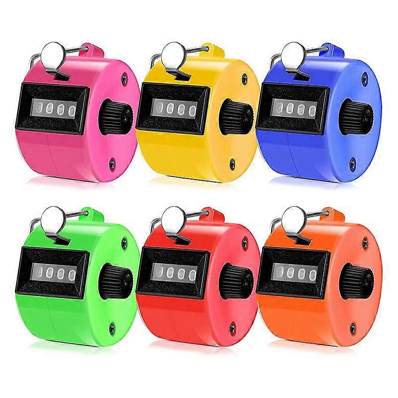 6 PCS Hand Counter 4 Digit Mechanical Palm Click Counter Assorted Color Hand Hold Counter Clicker w