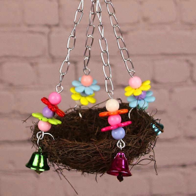 Safe Non-toxic Bird Toys Parrot Rattan Bird Nest Bite Swing Stand