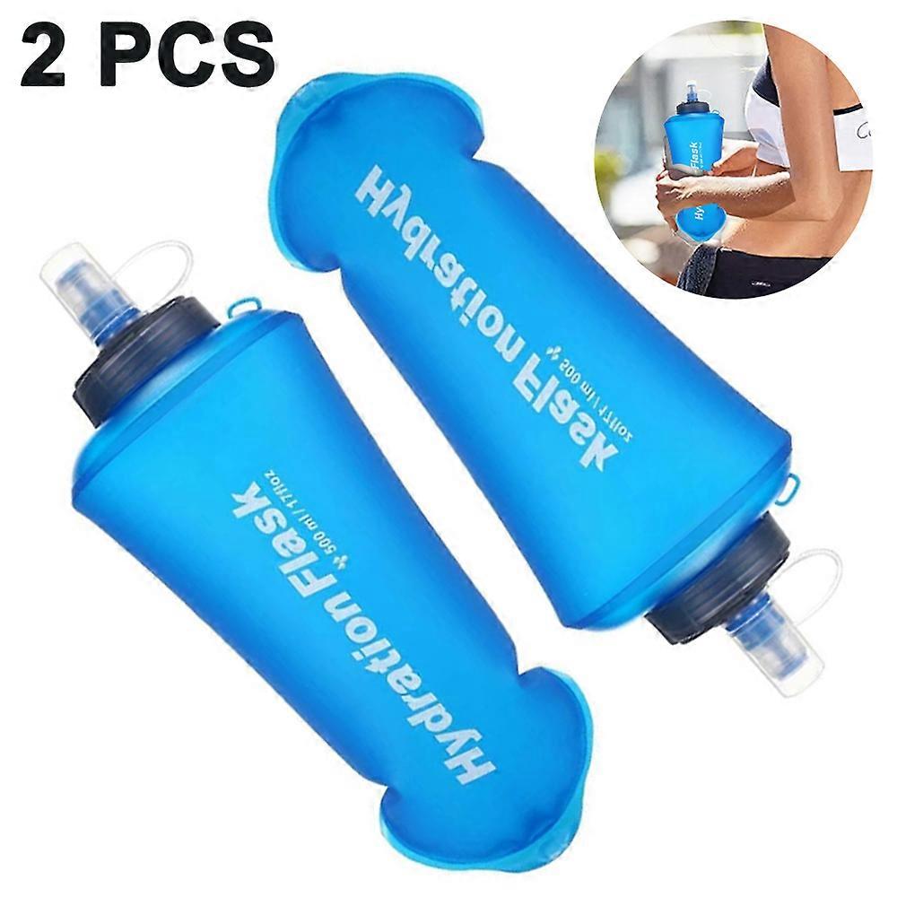 2パックソフトハイドレーションフラスコ、折りたたみ式ウォーターボトル、ランニング、ハイキング、サイクリング、クライミング500MLに対応