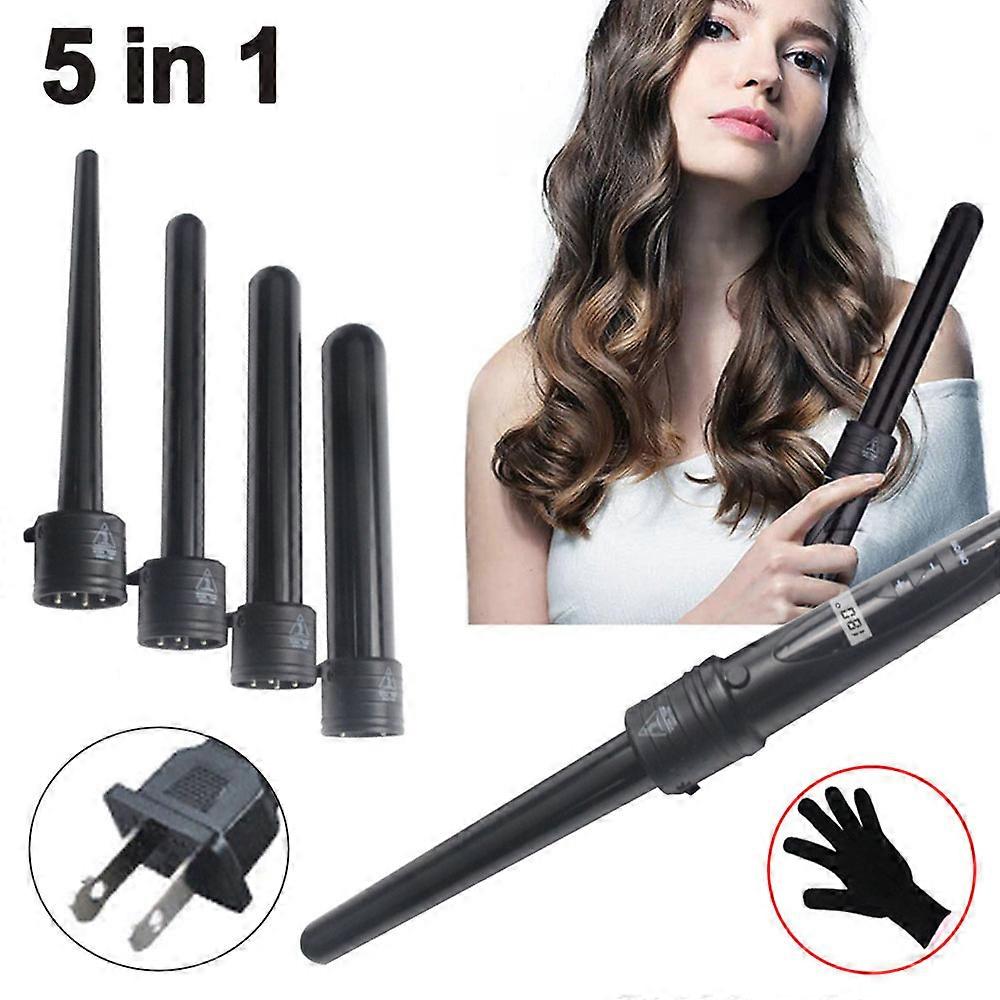 Lockenstab-Set 5 in 1, Keramik-Lockenstab-Set LED-Temperatureinstellung